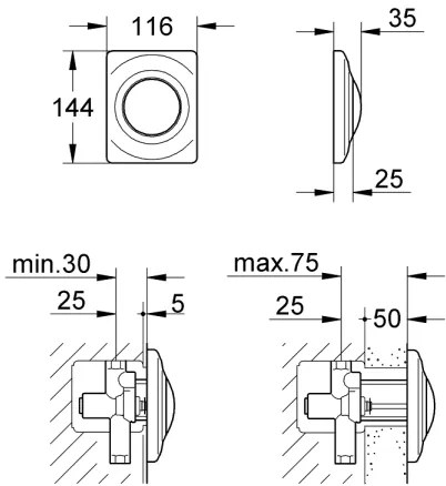 GROHE 37018SH0 - SURF működtető nyomólap 116 × 144 mm fehér