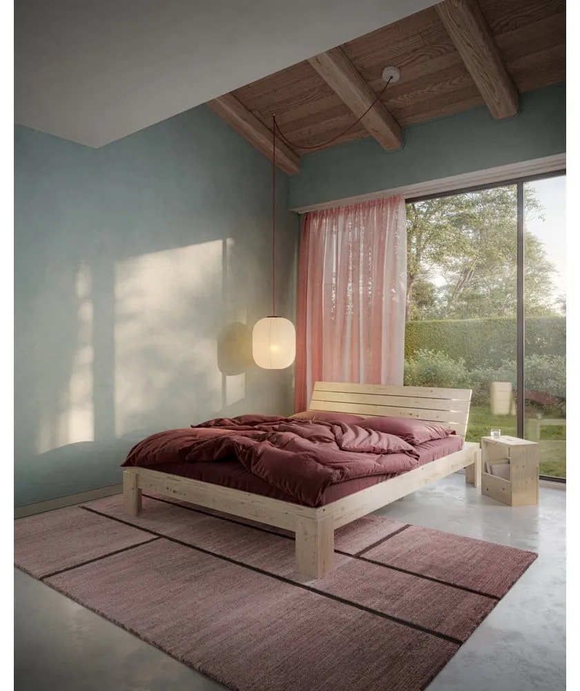 Natúr színű borovi fenyő franciaágy ágyráccsal 180x200 cm Layers – Karup Design
