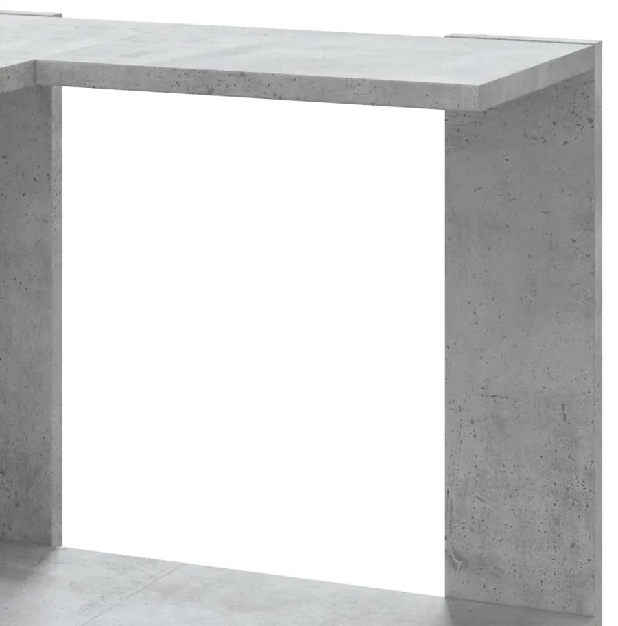 5 szintes betonszürke szerelt fa sarok könyvespolc 50x50x179 cm
