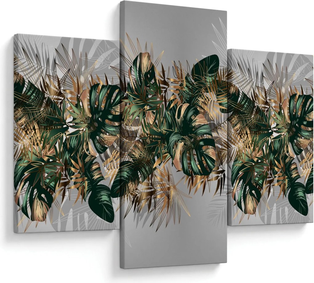 Kép - Gold-green, trópusi levelek (90x60 cm)