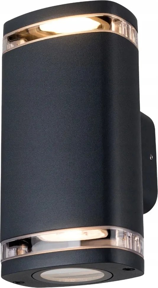 Kültéri homlokzati fali lámpa fekete dekoratív csíkos felső alsó Kanlux