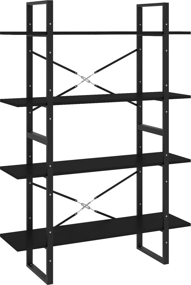 vidaXL négyszintes fekete szerelt fa könyvszekrény 100 x 30 x 140 cm