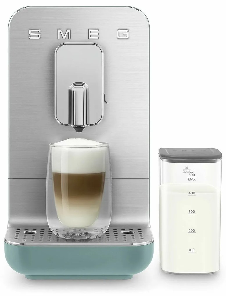 SMEG Automatický kávovar BCC13 na cappucino 19 barů s dávkovačem mléka, 1,4l, smaradově zelená - Smeg