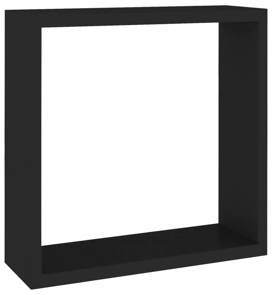 3 db fekete MDF fali kockapolc