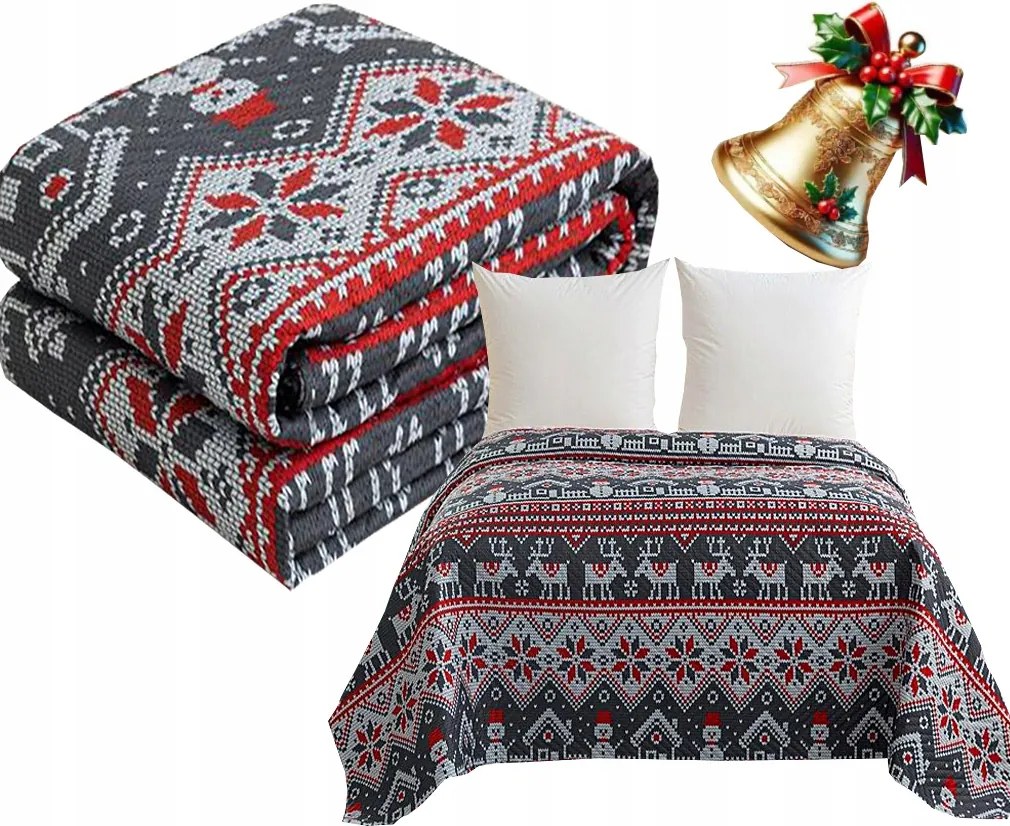 Karácsonyi ágytakaró pléd 220x200 cm steppelt karácsonyi minták