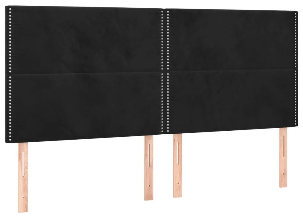 4 db fekete bársony fejtámla 90x5x78/88 cm