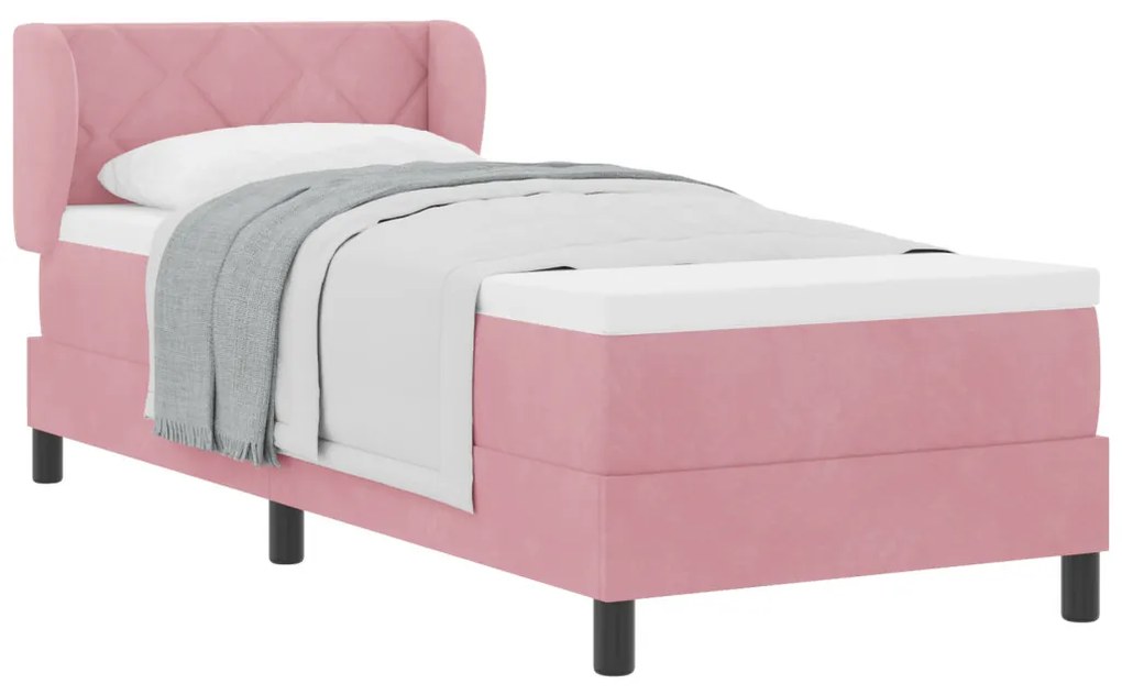 Boxspring Ágy Ágyneművel Rózsaszín 80x200 cm Velvet