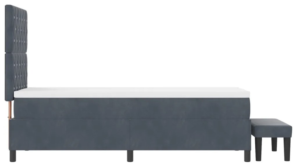 Box Spring Ágy Matraccal &amp; Pad Sötétszürke 80x200 cm Bársony