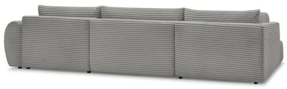 Sötétszürke kordbársony kinyitható-tárolóhelyes sarokkanapé (bal oldali-U alakú) Lucien – Bobochic Paris