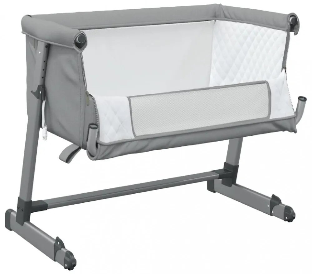 vidaXL világosszürke vászonszövet babaágy matraccal