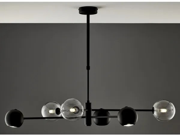 Jupiter 1995 - Csillár rúdon MOKA 3xGU10/10W/230V + 3xG9/10W/230V fekete/átlátszó