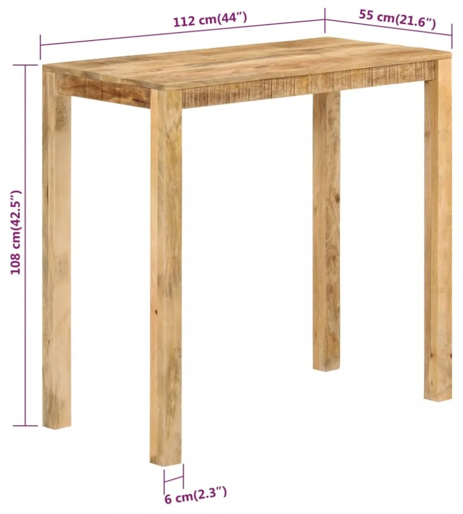 tömör mangófa bárasztal 112 x 55 x 108 cm