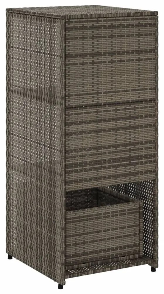szürke polyrattan kerti tárolószekrény 50 x 55 x 115 cm
