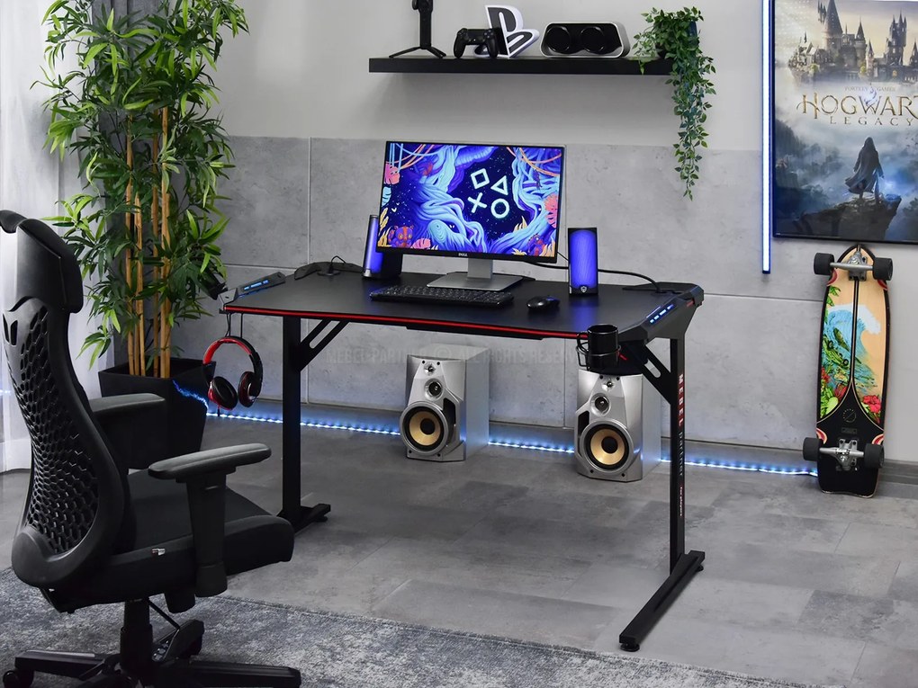 PC asztal Matts Led (fekete). Akció -16%. 1109786