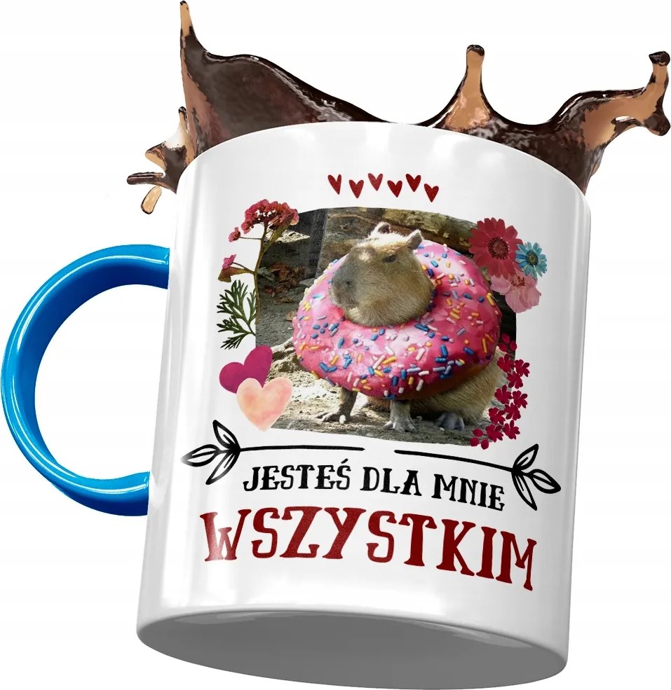 Kapibara Kék Bögre Születésnapra Ajándék Nyomtatott Fotóval