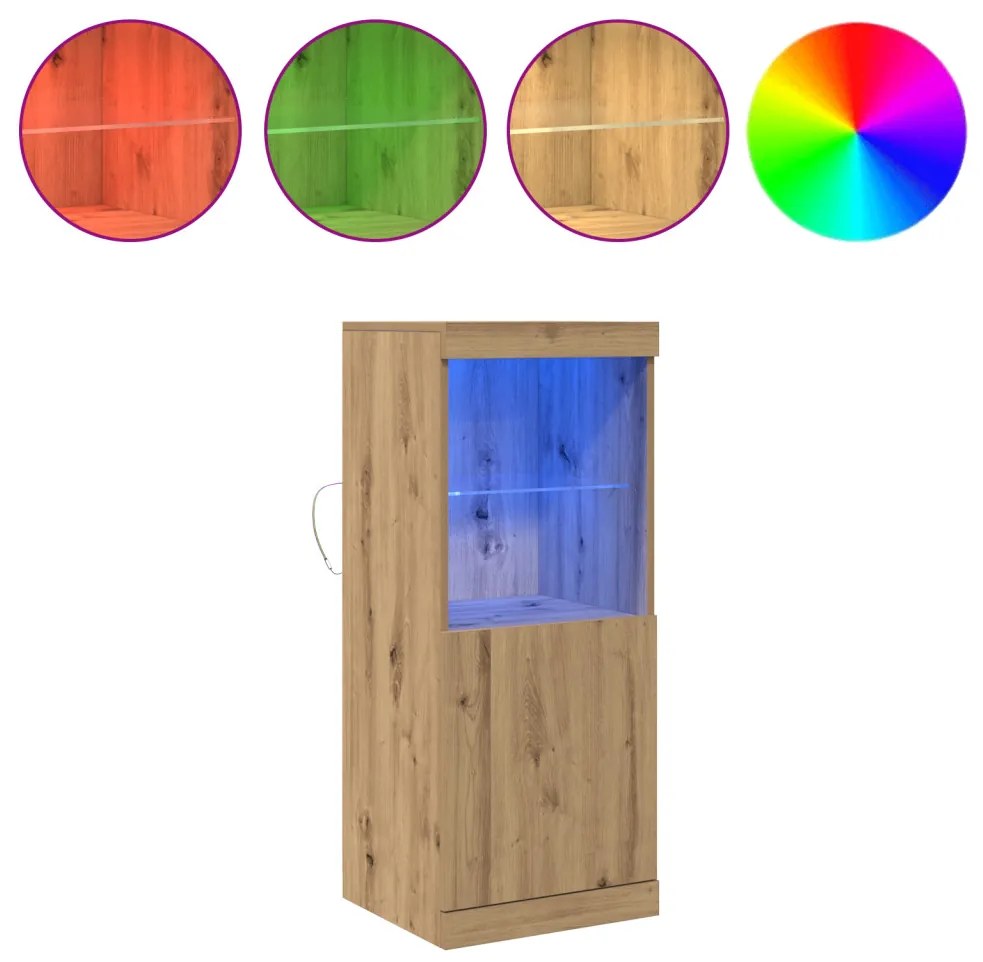 LED világítással ellátott oldalpolc Kézműves tölgy 41x37x100 cm