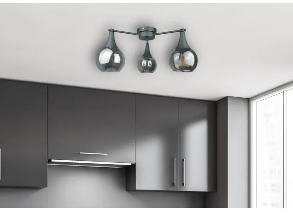 Felületre szerelhető csillár  STAR 3xE27/60W/230V fekete/füstös fekete