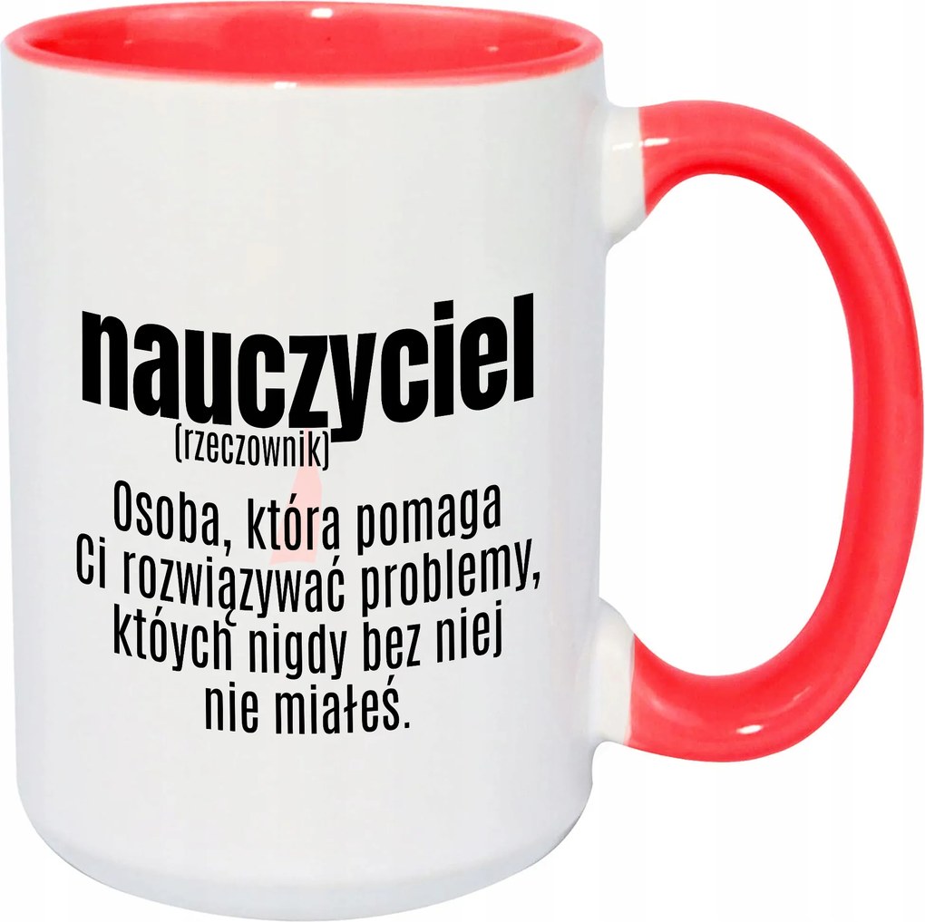 Bögre Fehér 450ml Piros Belső Tanár (főnév) Tanárnak