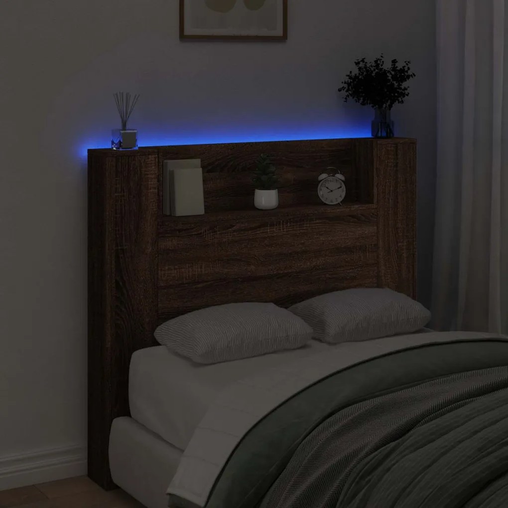 Fejtámla polcokkal Barna Tölgy 120 x 16,5 x 103,5 cm Faanyag