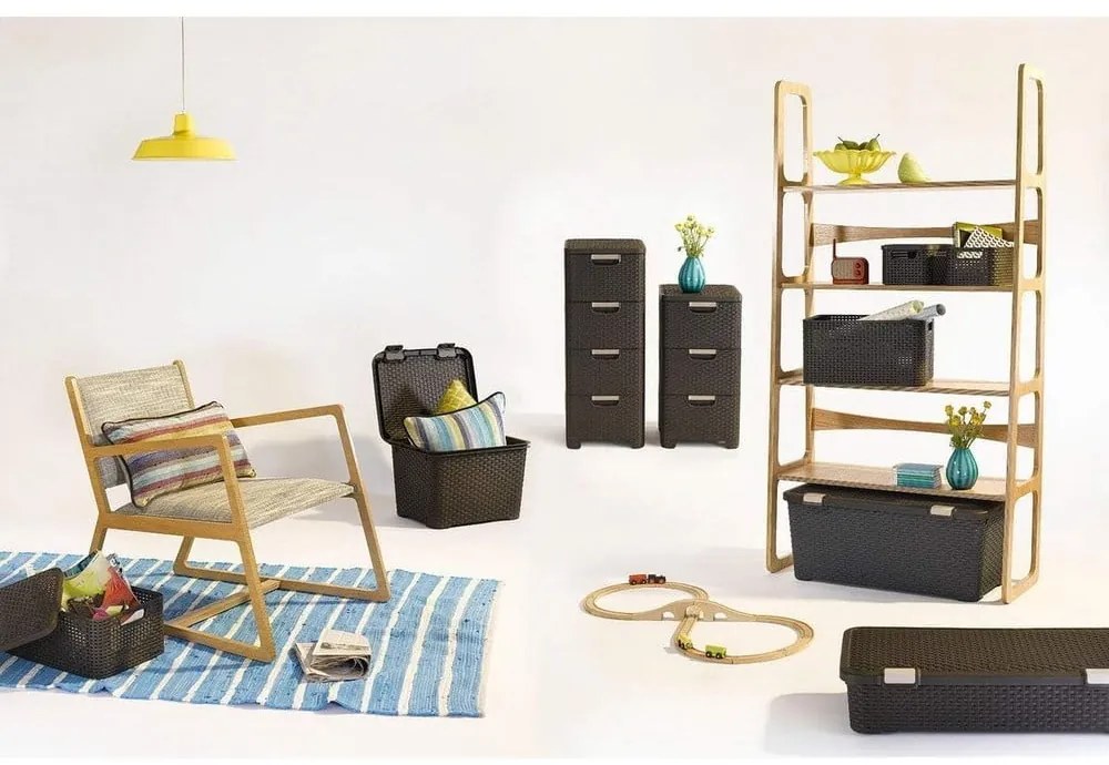 Sötétbarna műanyag magas fürdőszoba szekrény 33x79 cm Rattan – Curver