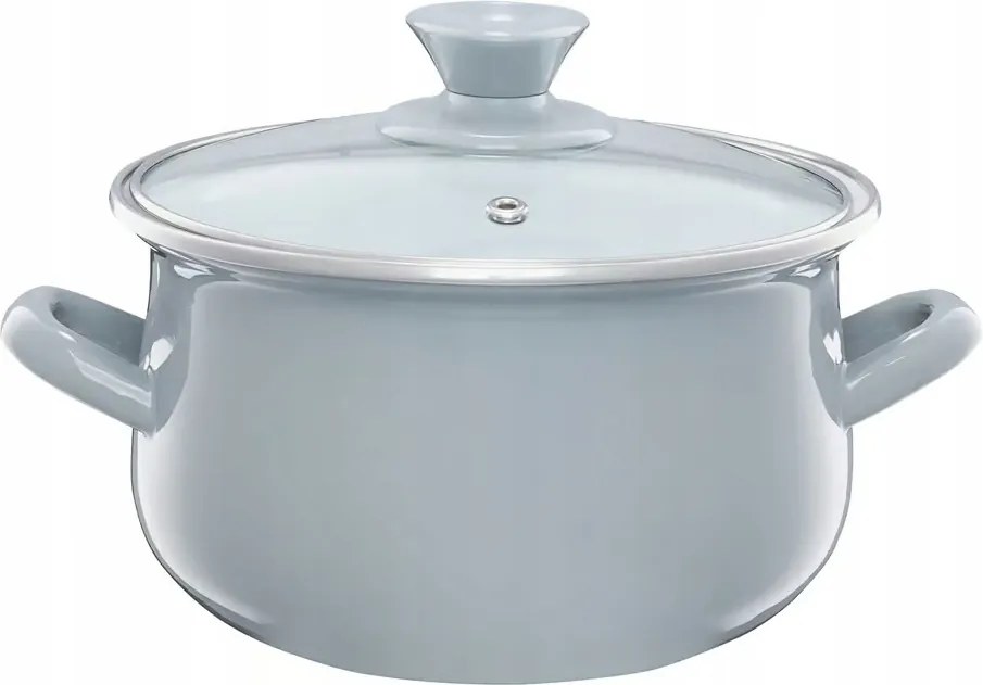 Zománcozott Fazék Fedővel Szürke 20 CM 3,8 L Zománcozott Olkusz