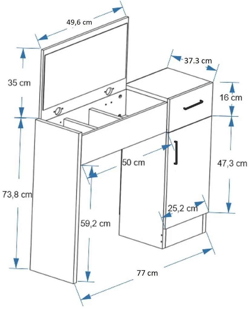 Fésülködőasztal Nukela 2 (atlanti fenyő + antracit) . 1094103