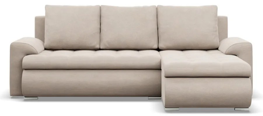 Tokio sarokkanapé, 2 ágyneműtartóval, bársony, jobboldali, bézs