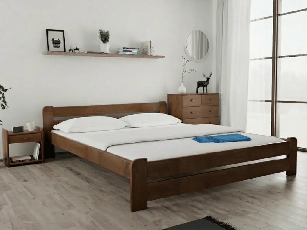 Laura ágy 180x200 cm, tölgyfa Ágyrács: Lamellás ágyrács, Matrac: Somnia matrac 18 cm