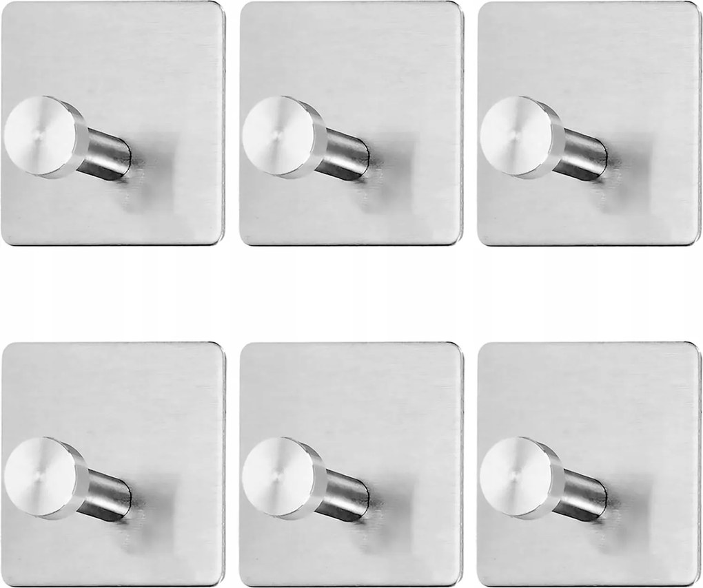 Rozsdamentes acél fürdőszobai öntapadós akasztók törölközőkhöz 6 db