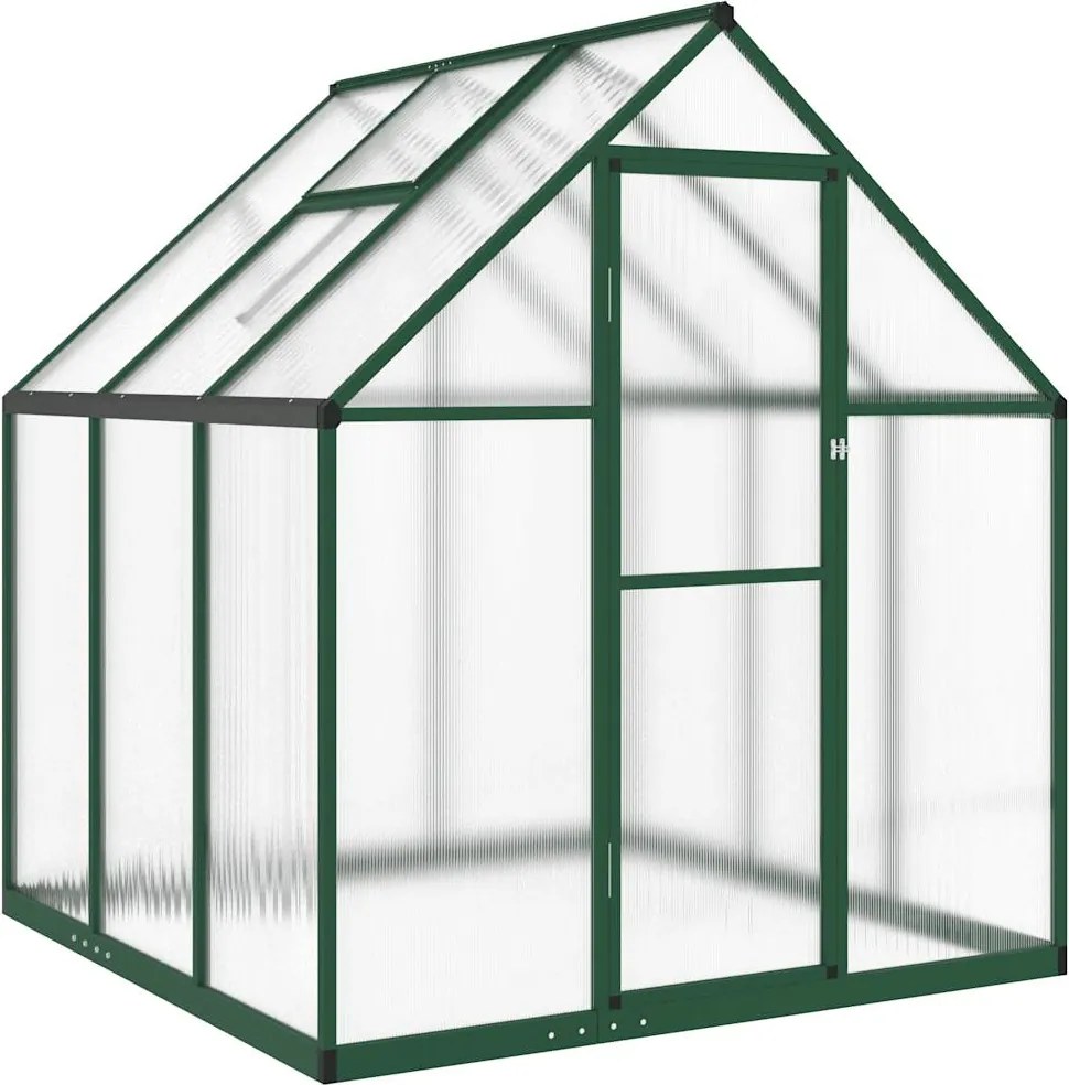 vidaXL zöld alumínium melegház alapvázzal 169 x 169 x 195 cm