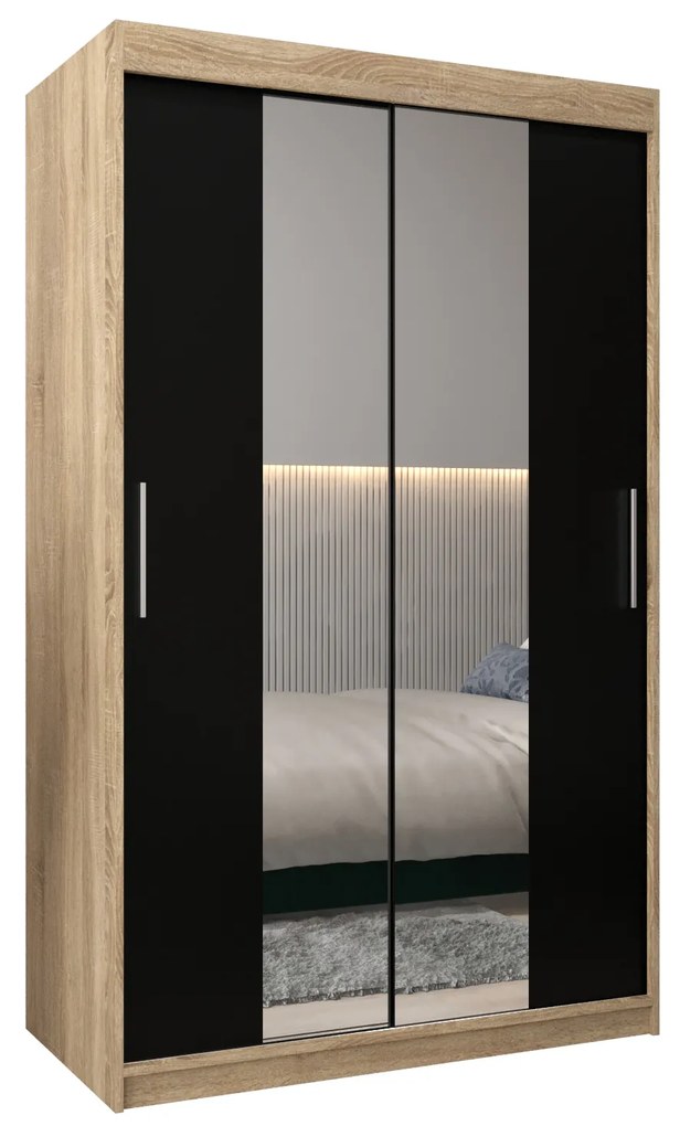 Ruhásszekrény 120 cm Toki 1 (szonoma tölgy + matt fekete). 1064899