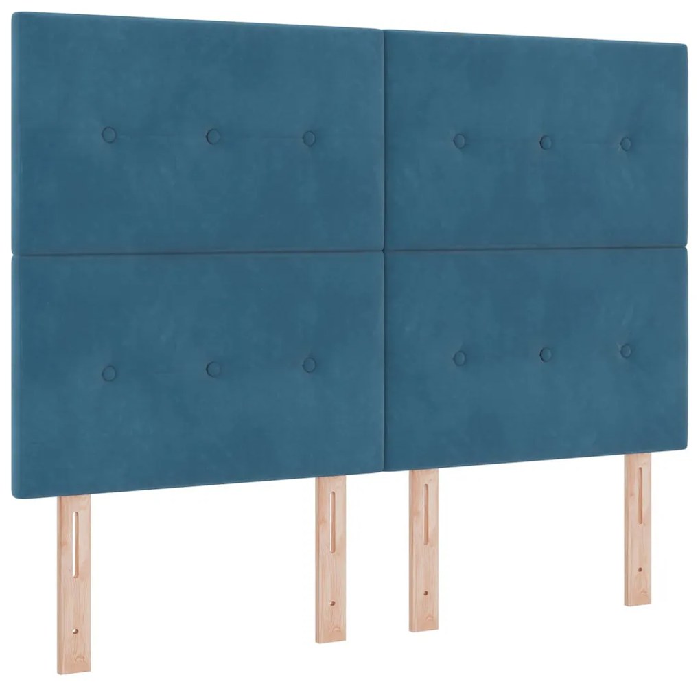 Boxspring Ágy Matracokkal Sötétkék 160x200 cm Bársony