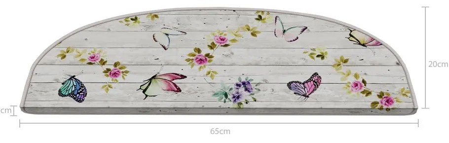 Krémszínű lépcsőszőnyeg szett 16 db-os 20x65 cm Butterfly Life – Vitaus