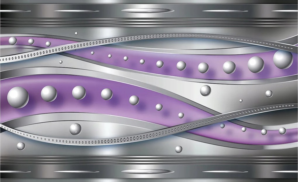 Tapéta Gömbök Metál Hullámok Absztrakt Perspektíva a nappaliba 300x210 +ragasztó