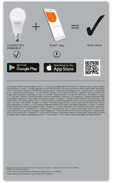 SET 3x LED Dimmelhető izzó SMART + E27/14W/230V 2700K - Ledvance