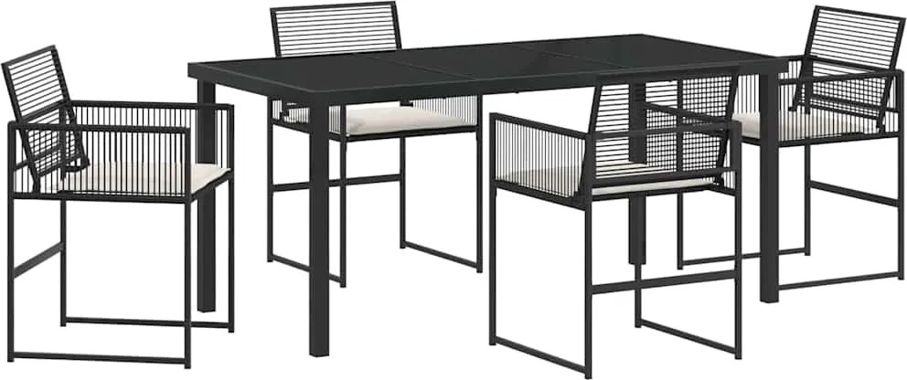 vidaXL Kert étkező szett 5 pcs Fekete Porszórt acél