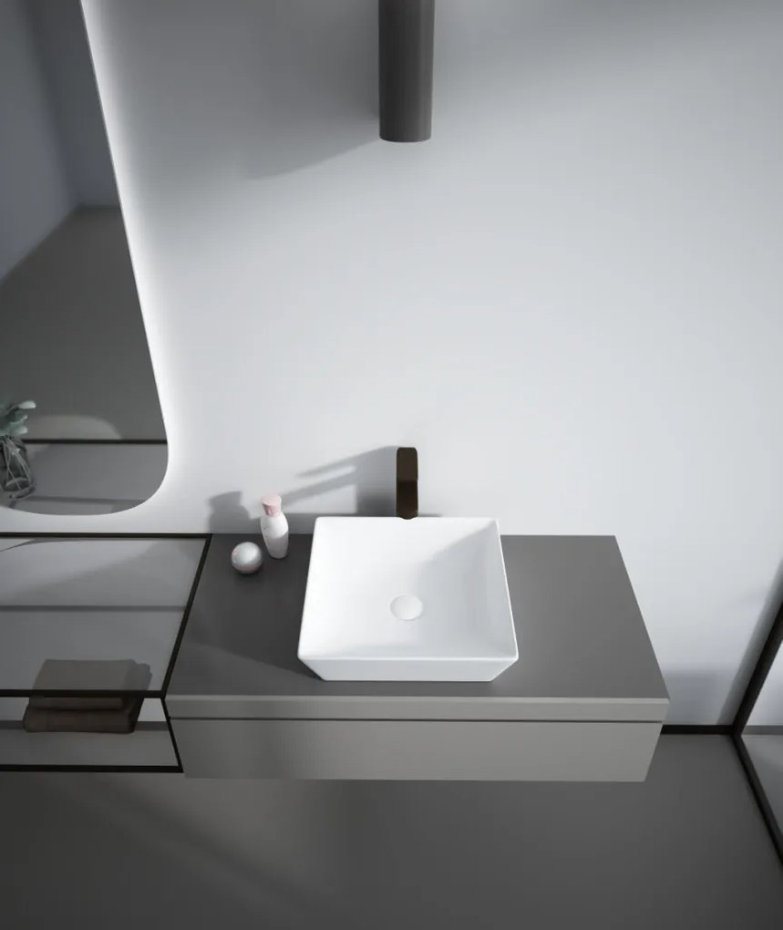 Sanovit DECENTE - PULTRA ültethető - Top Counter - porcelán mosdó - - 40 x 40 cm