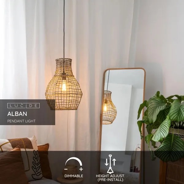 Lucide 03438/35/72 - Csillár zsinóron ALBAN 1xE27/40W/230V bézs