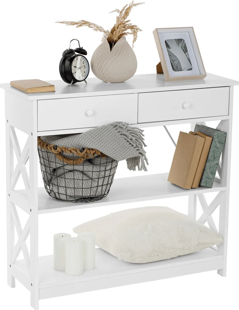 Konzolasztal, fehér, LOMIR