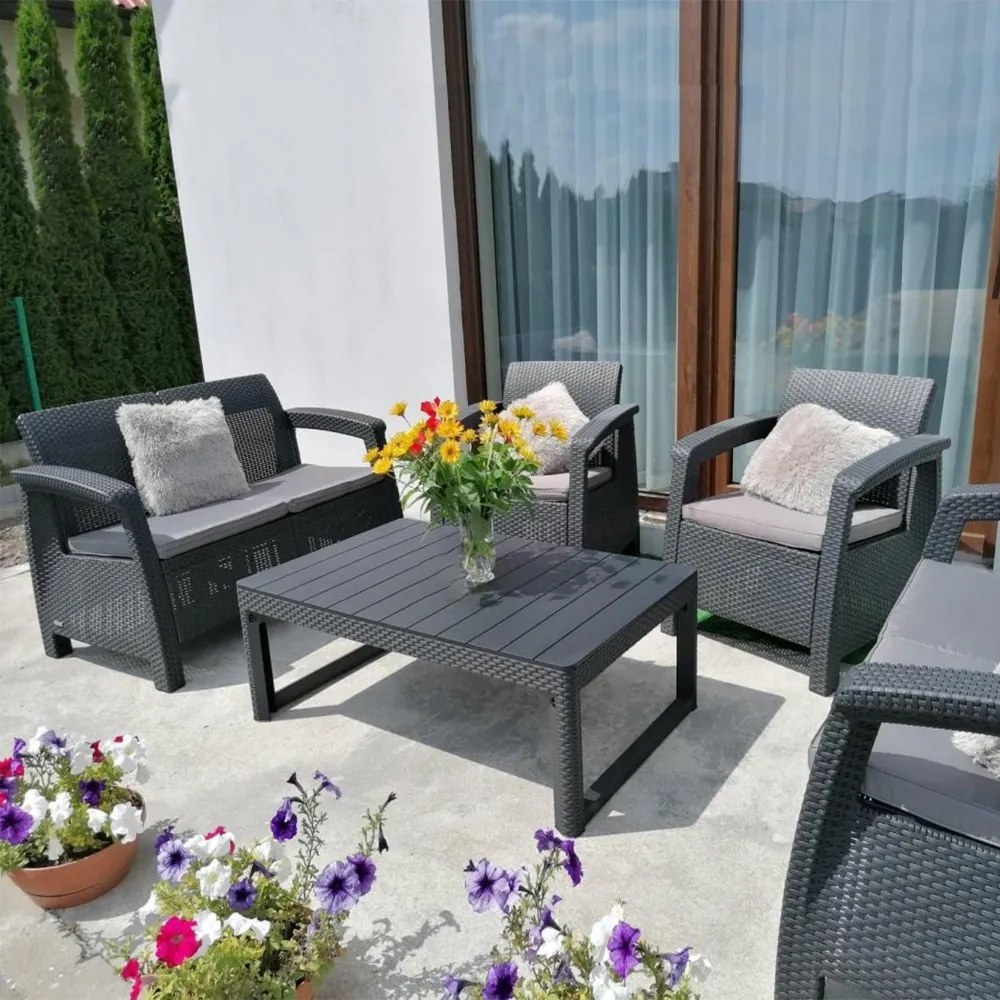 Corfu Large II Lyon 6+1 kerti bútor garnitúra szett