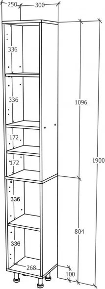 Lucia Fürdőszobai magasszekrény MDF előlappal, védőbevonattal Fehér