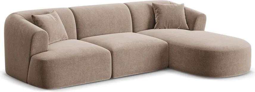 Világosbarna bársony sarokkanapé (jobb oldali-heverő résszel) Campi – Cosmopolitan Design