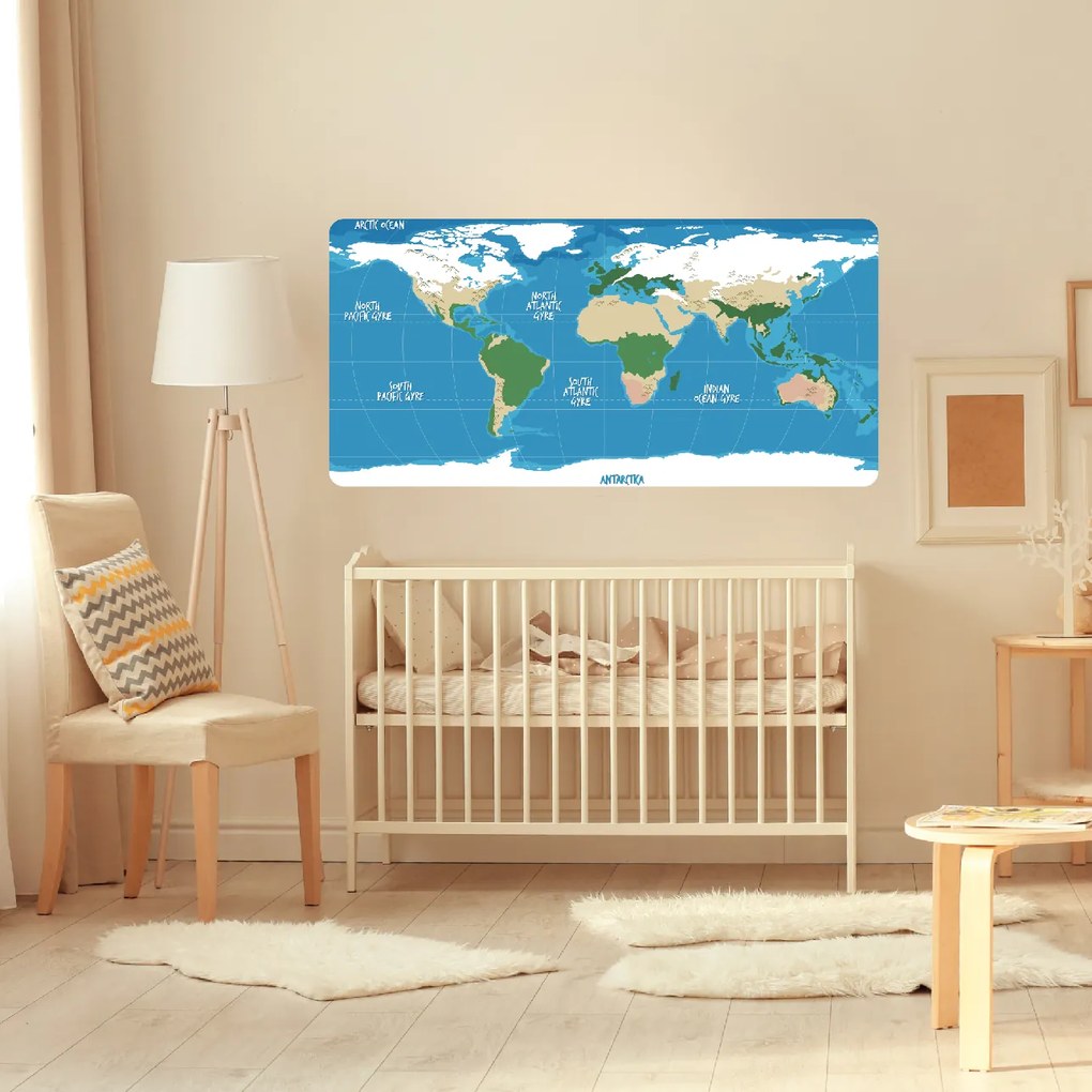 PIPPER. Öntapadós textiltapéta " Gyerek világtérkép"