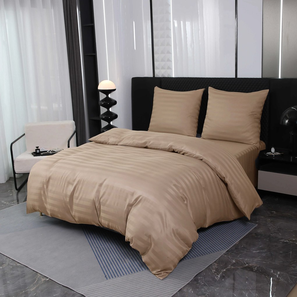 JASMINE mikroszálas szállodai ágyneműhuzat, bézs – 2 cm-es csíkos Ágyneműhuzat mérete: 70 x 90 cm | 140 x 200 cm