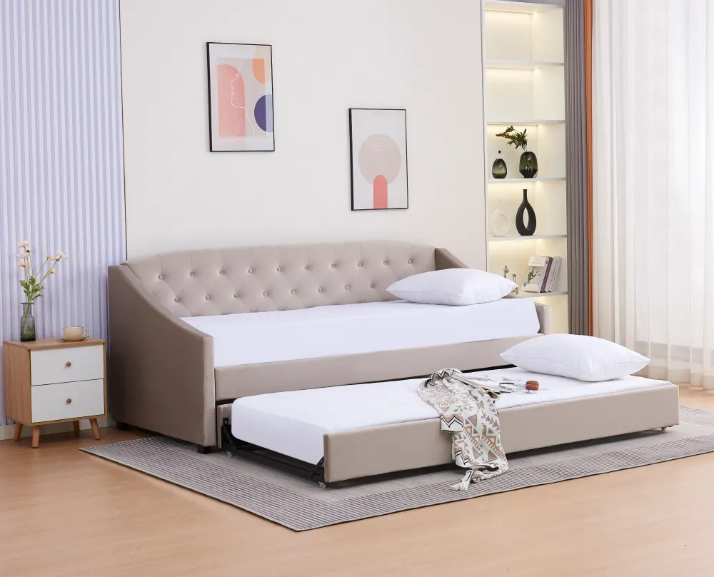 Kihúzható ágy, barnásszürke Taupe, ALODA