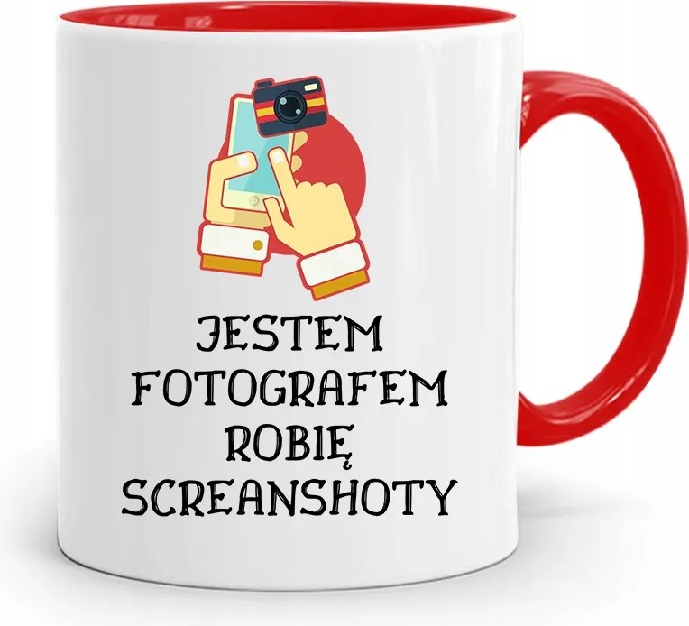 Piros Fotós Bögre Fotós Vagyok Ajándék fényképes nyomtatással