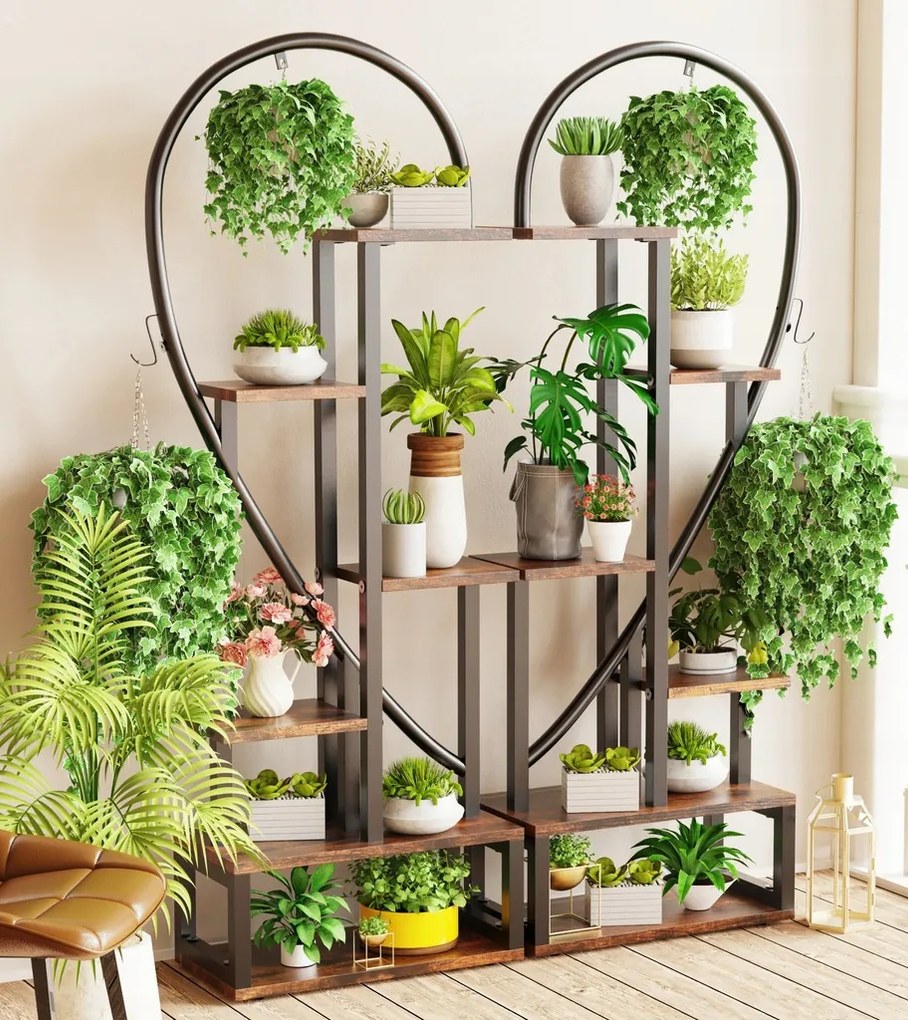 Nagy Virágtartó Állvány Magas Álló Virágágyás Emeletes Könyvespolc Fa