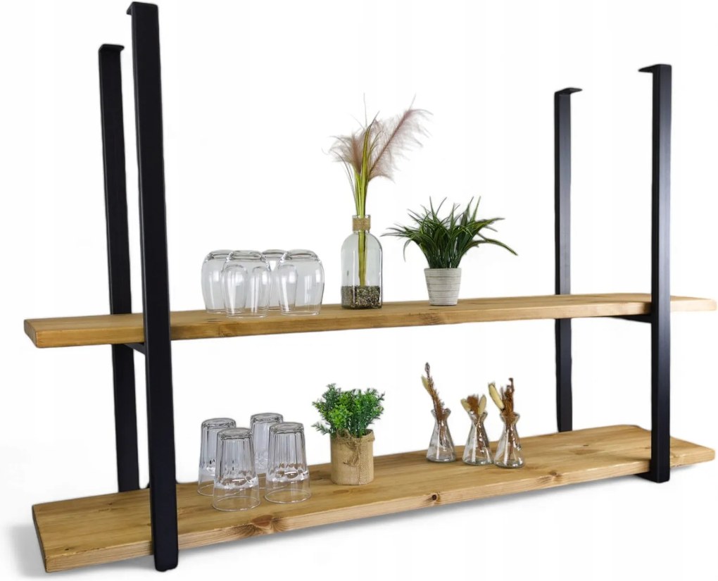 Loft Industrial konyhai mennyezeti polc sziget fölé, poharakhoz 100cm x 30cm