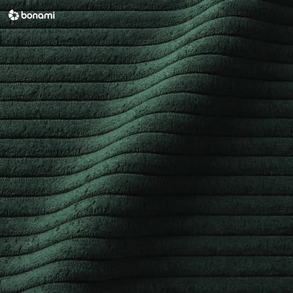 Sötétzöld kárpitozott ágyneműtartós franciaágy ágyráccsal 180x200 cm Mattis Cord – Meise Möbel