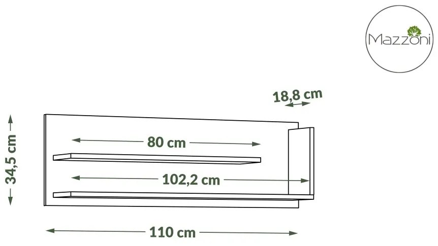 Mazzoni FOLK PW-110 fali polc Antracitszürke (Sötétszürke)/Artisan Tölgy - MODERN NAPPALIBA/SZOBÁBA